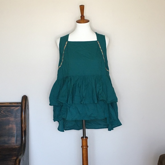 Cost Plus World Market Tops - 🎉 World Market Ruffle Embroidered High Low Tank Top